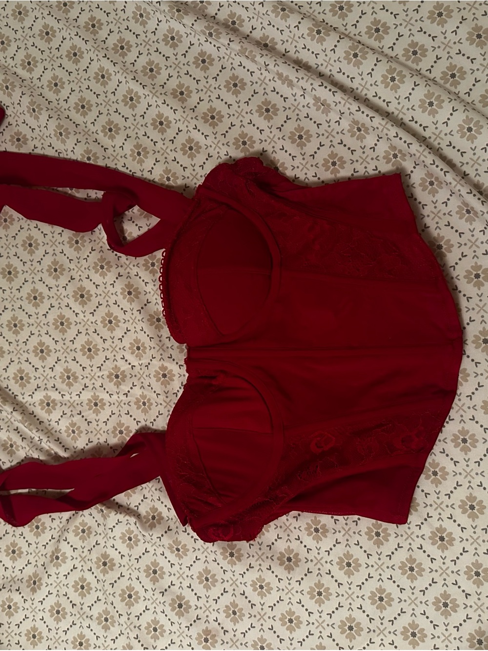Garage Red Lace-Trim Bralette